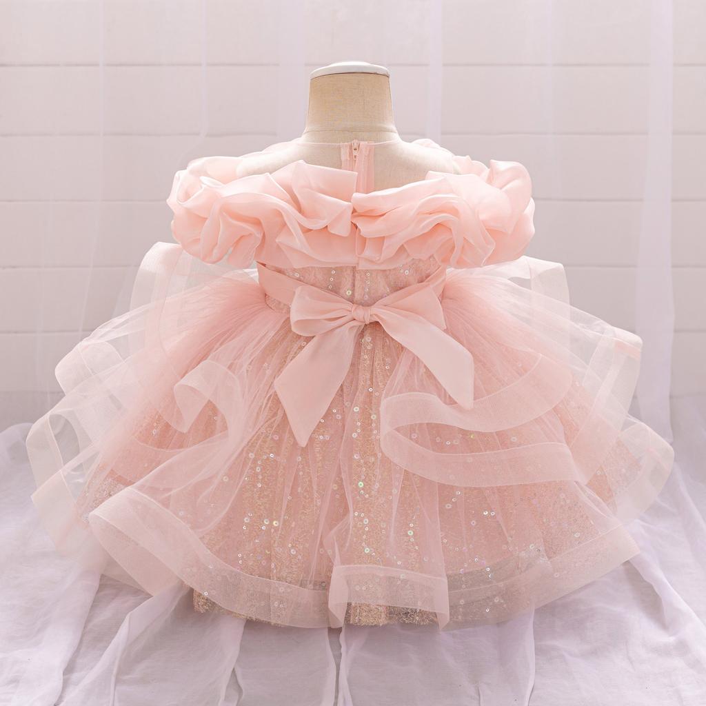 Платье для девочки Свадебное Платье для новорожденной девочки Платья для крещения с милым бантом Платье для дня рождения девочки-малышки Бальное платье AL190