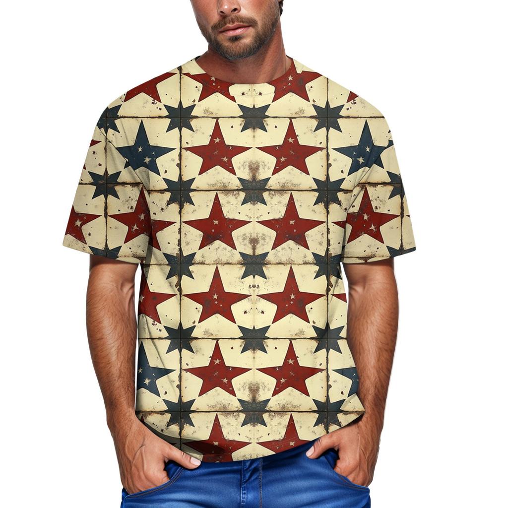 Летняя мужская популярная футболка с круглым вырезом и коротким рукавом с принтом