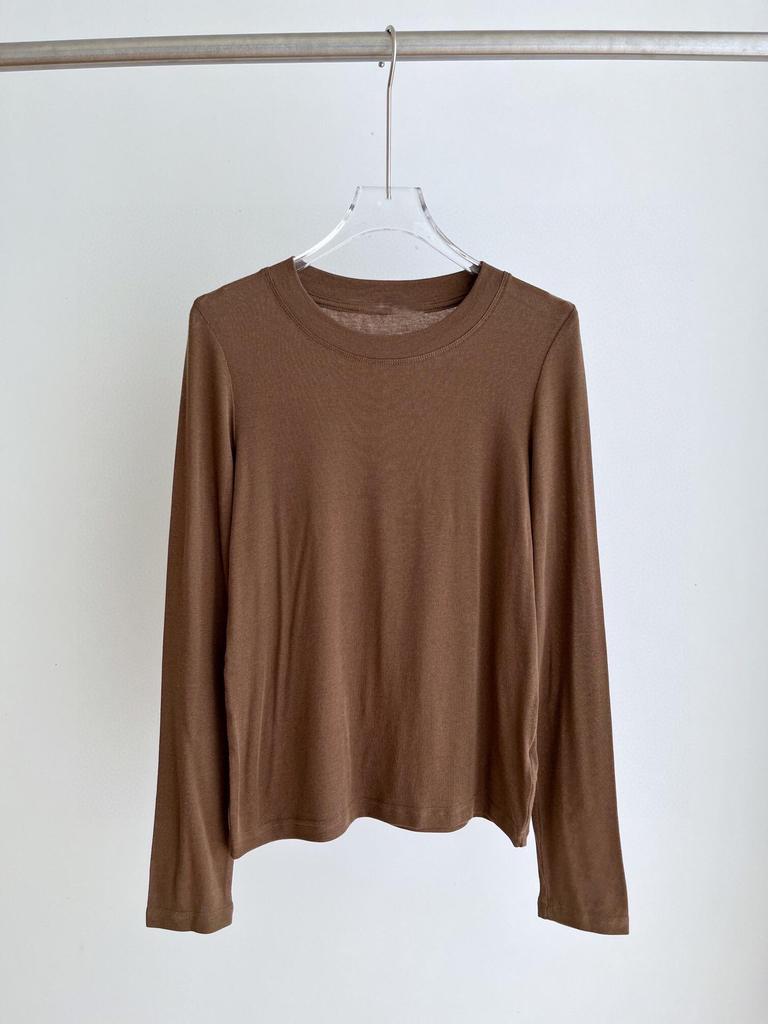 High-Quality Women's Lyocell Tencel Wool Long-Sleeve Base Layer Top, Wearable As Outerwear, with Round Neck.