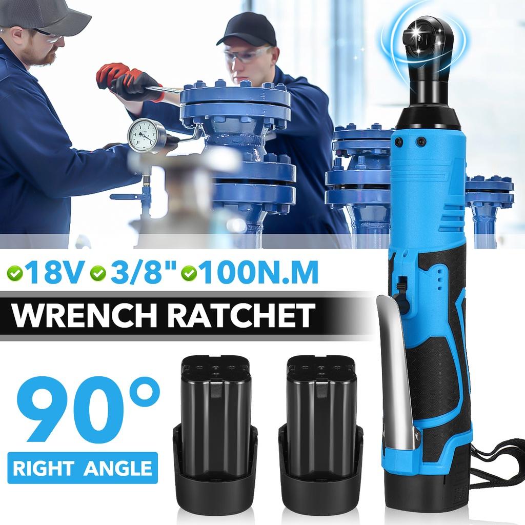 100 Нм, 18 В, беспроводной электрический гаечный ключ, инструмент для ремонта, перезаряжаемый угловой ключ с комплектом зарядного устройства из 2 батарей