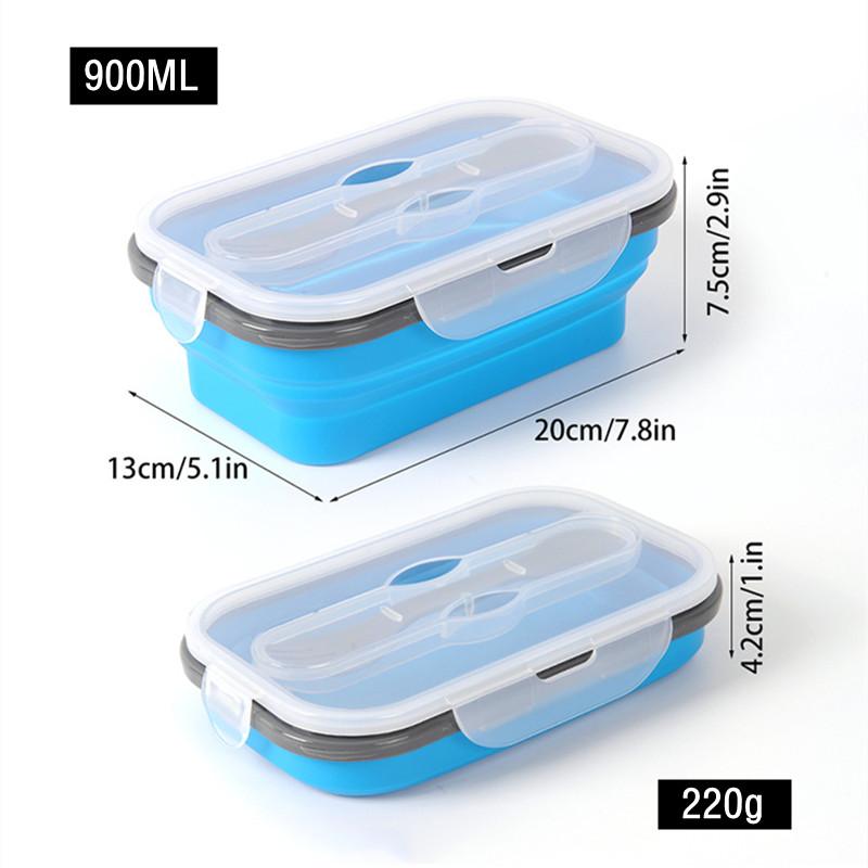 900 мл складной силиконовый ланч-бокс с ложкой портативный взрослый студент микроволновая печь Bento Box контейнер для хранения еды BPA Free