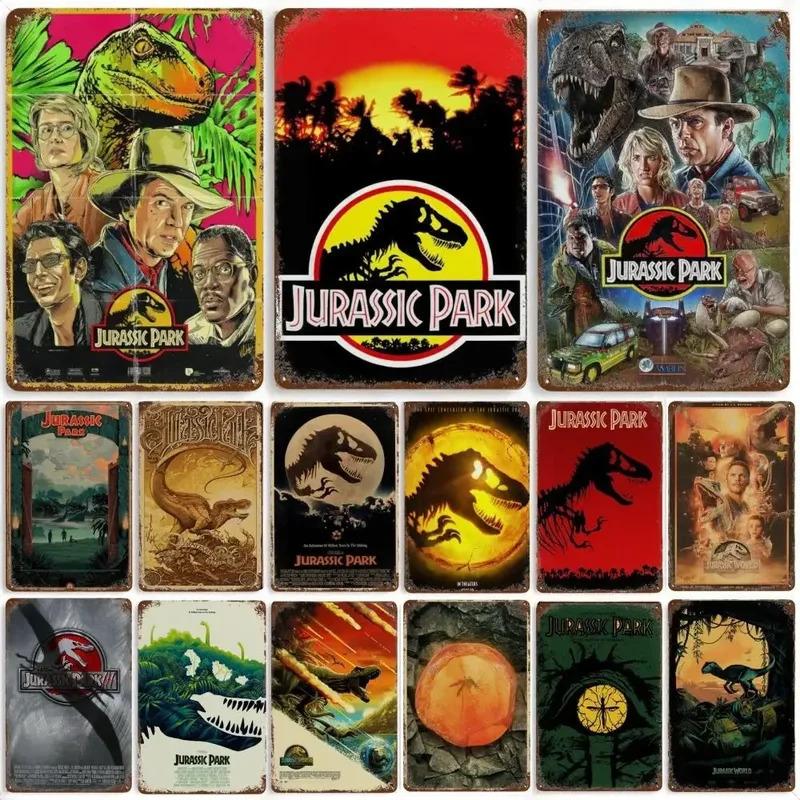 Jurassic Park Dinosaur Science Fiction Movie Sign Decor Metal Plate Poster Vintage Tin Sign Garage Man Cave Plaque Decoration