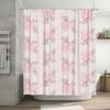 Pink Bow Floral Shower Curtain Polyester Waterproof Bath Curtain With Free Hooks Mildew Proof Bathroom Decoration