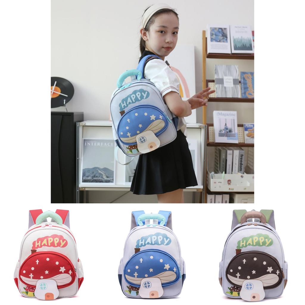 Letters Cartoon Mushroom Pattern Toddler Friendly Lightweight School Backpack For Early Education