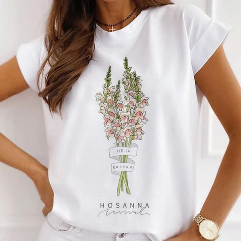 Модная креативная женская футболка с 3D рисунком розы 90-х годов, летняя блузка, свободные футболки с короткими рукавами, белые женские топы с круглым вырезом, одежда