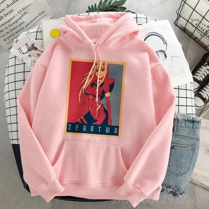 DARLING In The FRANXX Zero Two Толстовка Женская Harajuku Уличная одежда с длинным рукавом Эстетическая толстовка Пуловер Хлопковый свитшот Унисекс Толстовка