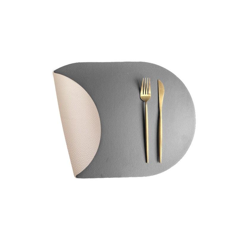 1/2/6PCS Placemat Nordic Elliptical Double-sided Tableware Pad Placemat PU Leather Table Mat Heat Insulation Disc Placemat Pink