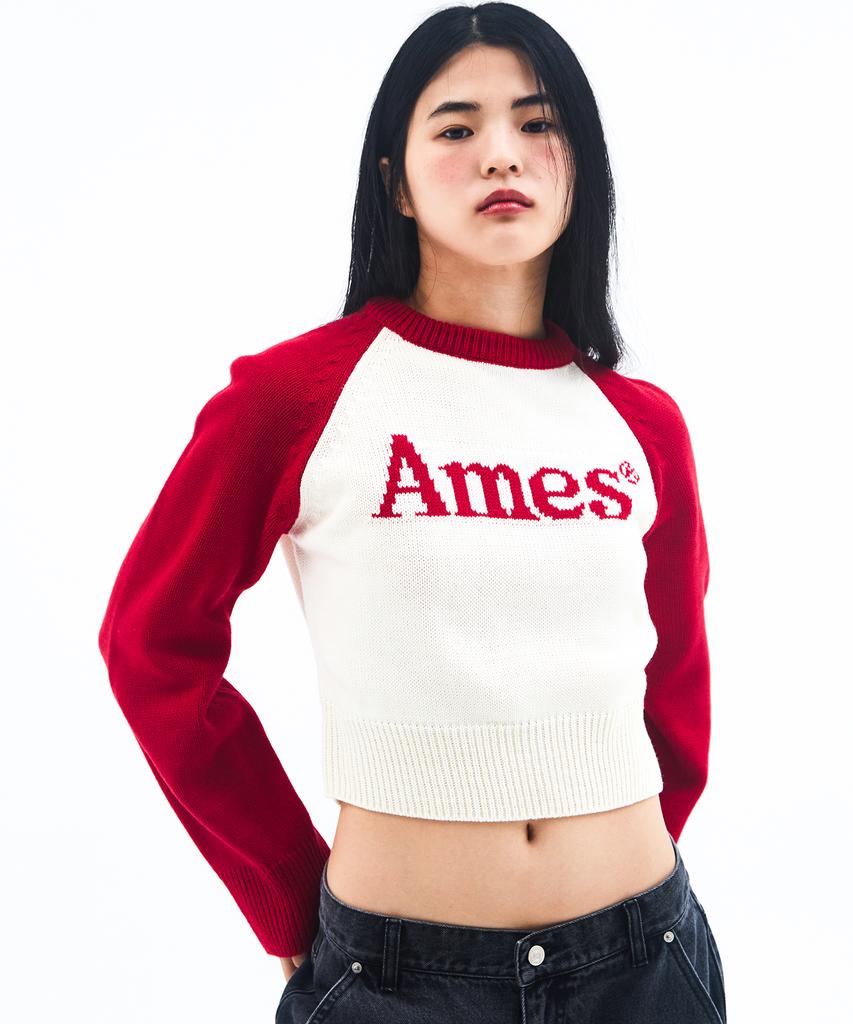 AMES-WORLDWIDE Базовый реглан-свитер вязаный Красный
