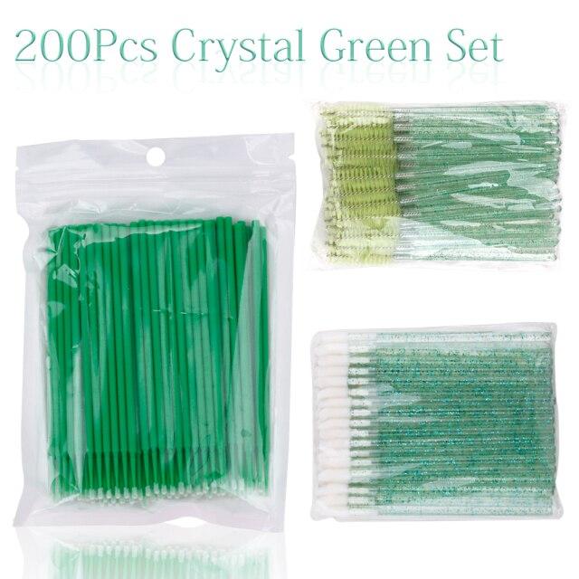 200 шт., кисти для ресниц, одноразовые тампоны, микрокисть для губ, кисть для бровей, тушь для ресниц, палочка, аппликатор, аксессуары для ресниц