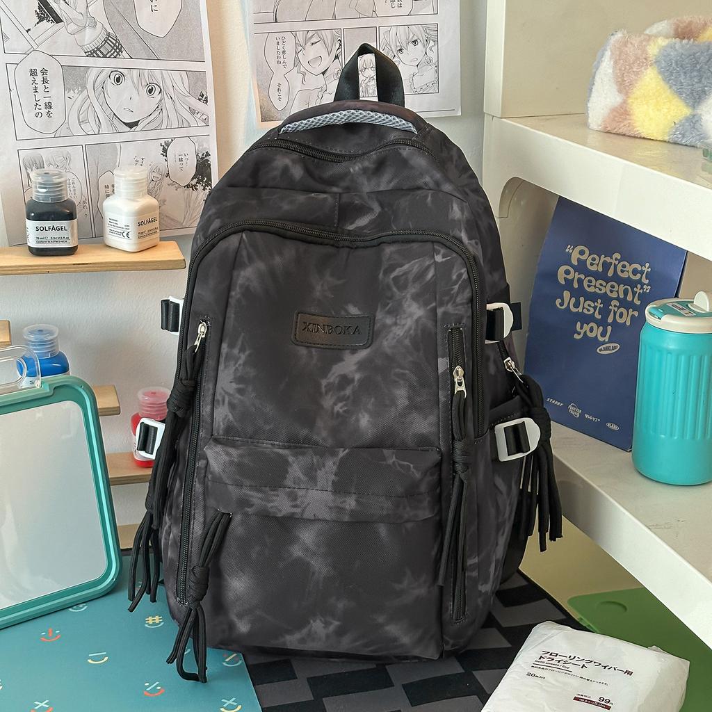 Schoolbag new niche design tie-dye schoolbag female junior high school student lightweight backpack college student leisure travel printed backpack