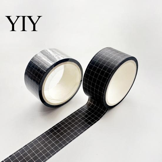 Casual Style Washi Tape Black White Grid Tape, Plaid Pattern Decorative Masking for Arts, DIY Crafts, Journals, Planners, Scrapbooking, Gift Wrapping
