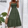 Women's Fashion Summer Spring Solid Color Print Sleeveless Suspenders Casual Dresses