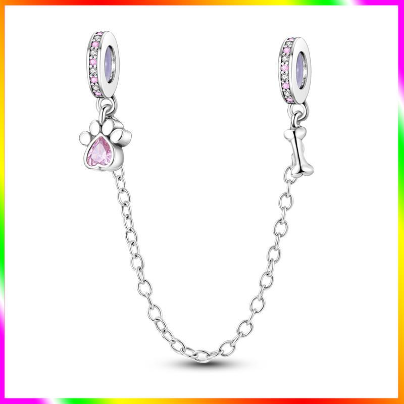 Новинка Шарм-бусина с цепочкой безопасности Звезда Луна Демонический глаз Подходит для оригинального браслета-шарма из стерлингового серебра 925 пробы Женские изысканные украшения