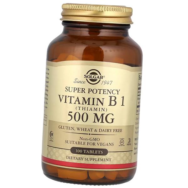 Витамин В1, Тиамин Гидрохлорид, Vitamin B1 500 Super Potency, Solgar 100таб (36313236)