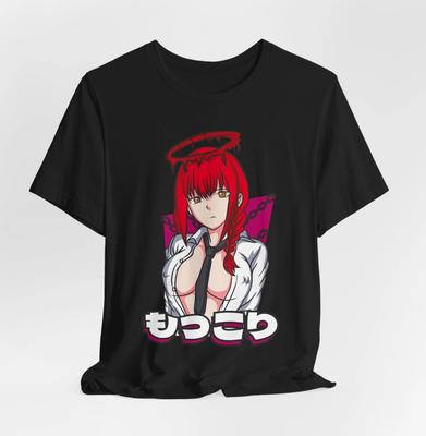 Аниме футболка с коротким рукавом Waifu Makima, Графическая футболка для фанатов, Подарок для отаку