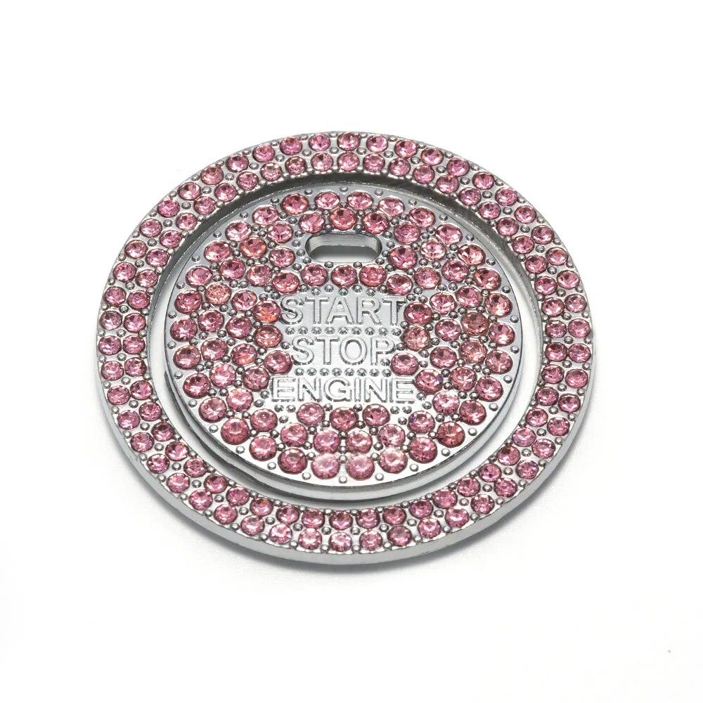 1 комплект, кольцо и кнопка, автомобильная блестящая наклейка для запуска и остановки двигателя в один клик, универсальная металлическая декоративная крышка со стразами