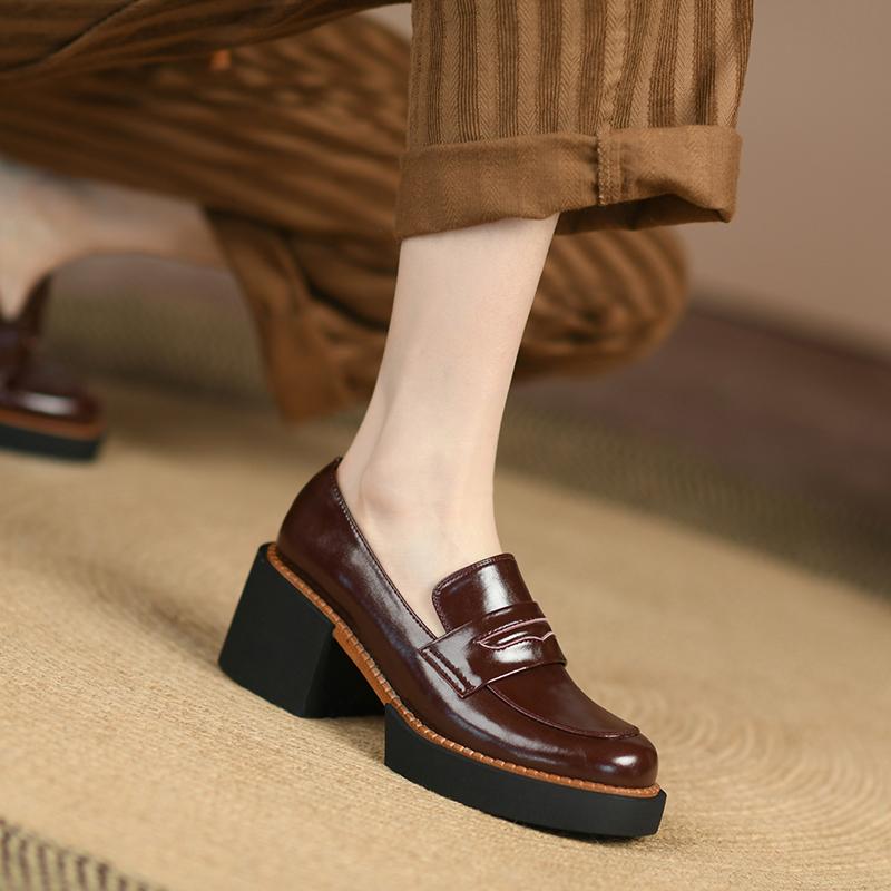 2024 Новые женские туфли на толстом каблуке для вечеринки и свадьбы, женские туфли-оксфорды на платформе с круглым носком, модные женские туфли-лодочки для офиса, броги