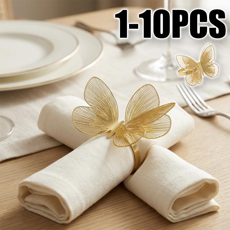 Hollow Butterfly Napkin Ring Metal Buckle Simple Nordic Style DIY Dinner Table Ornament For Wedding Dinner Party Celebration