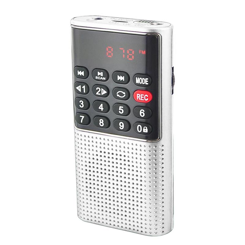 Мини-портативный FM-радио, беспроводной динамик, MP3-плеер с поддержкой записи, TF-карта громкой связи, USB-наушники