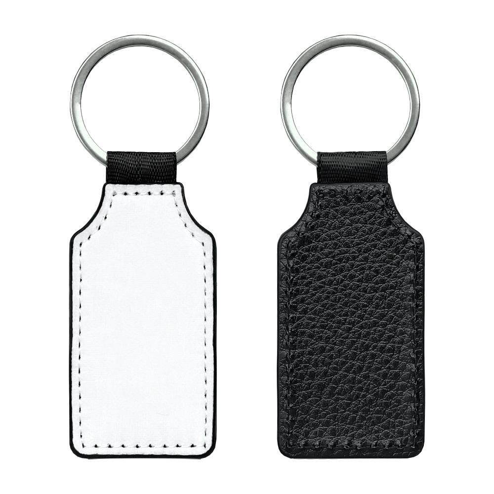 PU Leather Heat Transfer Keyring DIY Double Sides Blank ID Tags Keyring Hanging Accessory