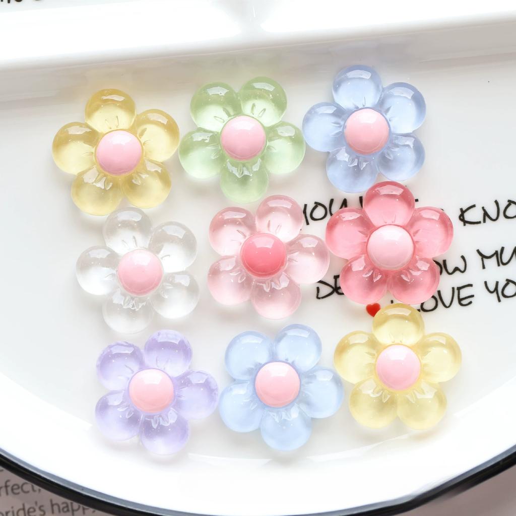 Прозрачный лед Пятилепестковый цветок Сделай сам Крем-клей Смола Ювелирные аксессуары, Ручная работа Заколки для волос, Кольца для волос, Отверстия, Пряжки для обуви, Нашивки