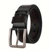 Men's Retro Business Leather Belt with Square Buckle - Casual Fashion Waistband for Jeans