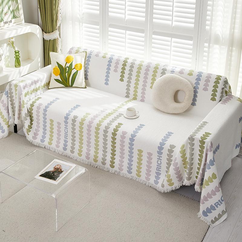 Полотенце для дивана из синели Love Stripe, универсальное для всех сезонов, цельное полотенце для дивана, одеяло для дома, гостиной, тканевое полотенце