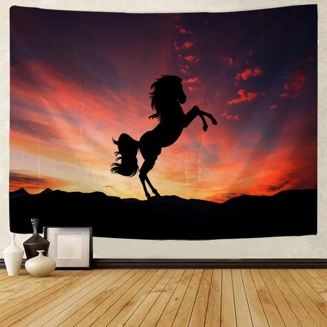 Лошадь искусство пейзаж гобелен настенный геометрический гобелен в стиле хиппи домашний декор комнаты эстетическое украшение