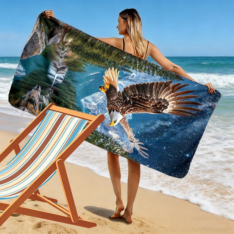 Eagle Print Beach Towel, Large Soft Quick Dry Towel for Beach Camping Swimming