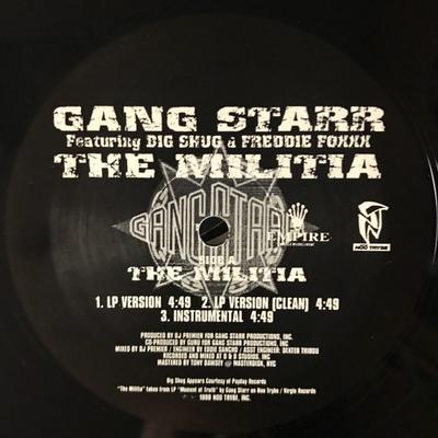 12-дюймовая пластинка GANG STARR - The Militia S38093 Noo Trybe Recor 1998 США Рэп и Хип-Хоп/R&B Б/у