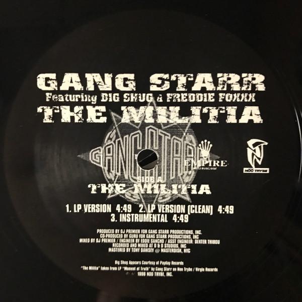 12-дюймовая пластинка GANG STARR - The Militia S38093 Noo Trybe Recor 1998 США Рэп и Хип-Хоп/R&B Б/у