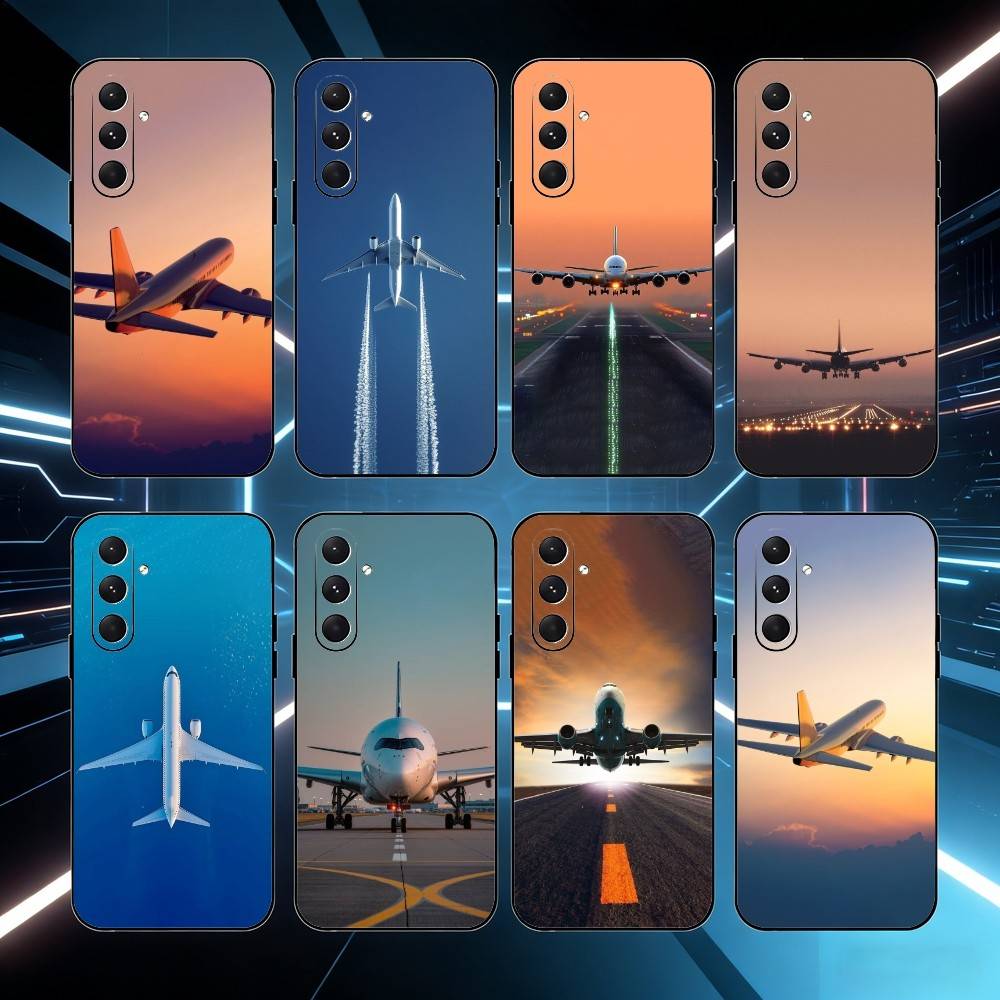 Чехол для телефона с рисунком самолета для Samsung Galaxy A73, A21s, A22, A31, A52, A53, A71, A41, Мягкий черный корпус