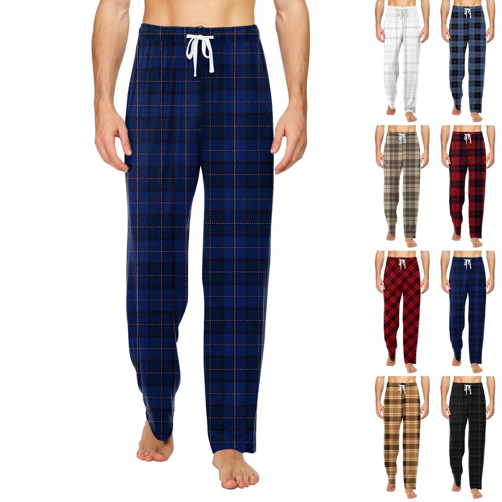 Men's Knitted Fashion Print Drawstring Casual Pants Pajama Pants