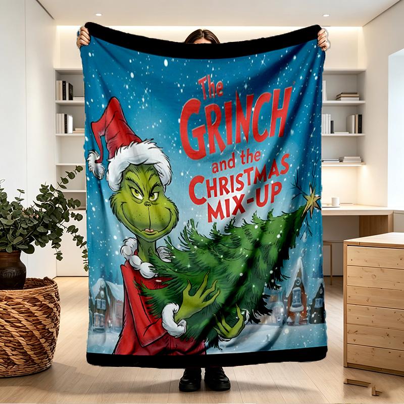 The Grinch Print Blanket - Soft & Comfortable, for Bedroom, Travel, Sofa, Home Decoration - Birthday Christmas Gift for Friend