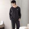 Pajamas Men'S Pure Cotton Long-Sleeved Spring And Autumn Casual Pullover High-End Simple Loungewear Large-Size Set