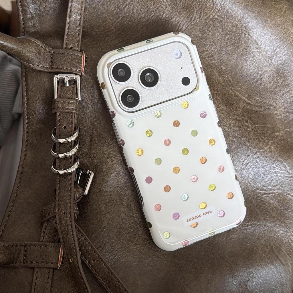 Круглый край Чехол для iPhone 14/13 в горошек с двухслойной защитой для Apple 17/16/15 ProMax