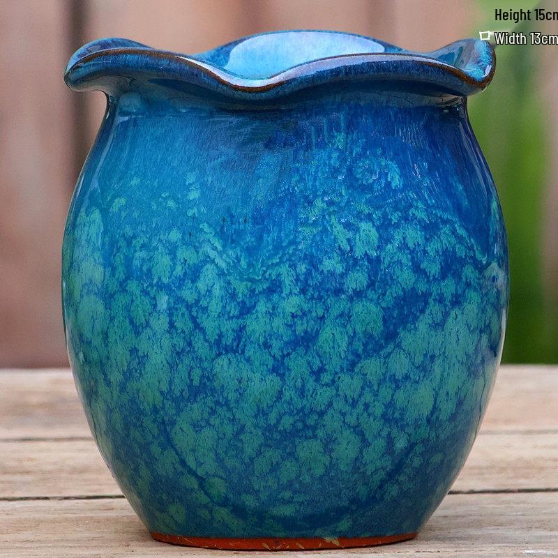Large Ceramic Terracotta Flower Pot for Balcony and Living Room - Ideal for Succulents, Orchids, Green Radish, and Plants