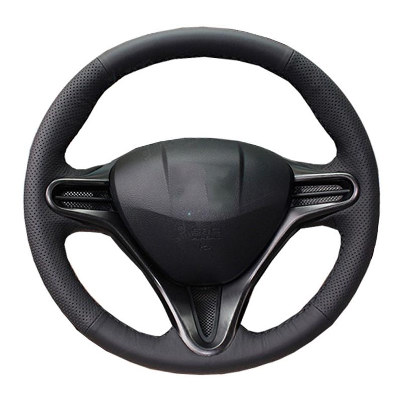 Customized Original DIY Car Steering Wheel Cover For Honda Civic Old Civic 2006-2011Black Leather Braid For Steering