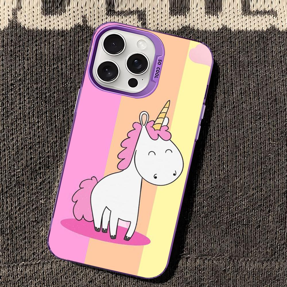 Мультяшный чехол для телефона с единорогом для iPhone 16 15 14 13 12 11 Pro Max X XR XSMAX 8 7 Plus Матовый противоударный задний чехол