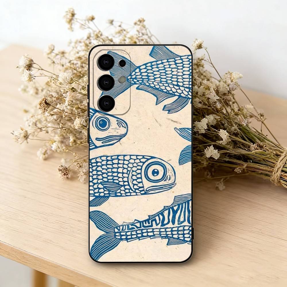 Чехол для телефона S-Sardines F-Fish Art для Samsung S25, S24, S21, S22, S23, S30, Ultra, S20, Plus, Fe, Мягкий силиконовый черный чехол