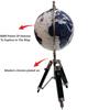 Educational and Antique Blue Wooden Tripod for Home Decor World Globe Up To Date Map, Office Decor, Gift Item, Showpiece