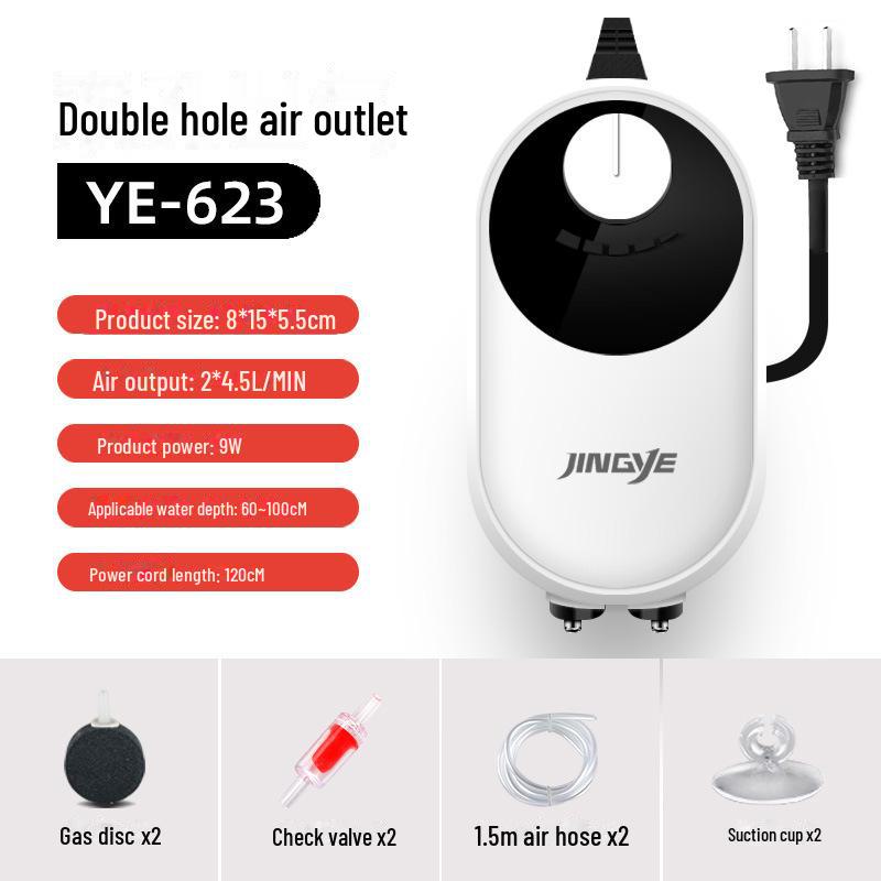 Кислородный насос Jingye Silent Quad-Head для аквариумов и прудов