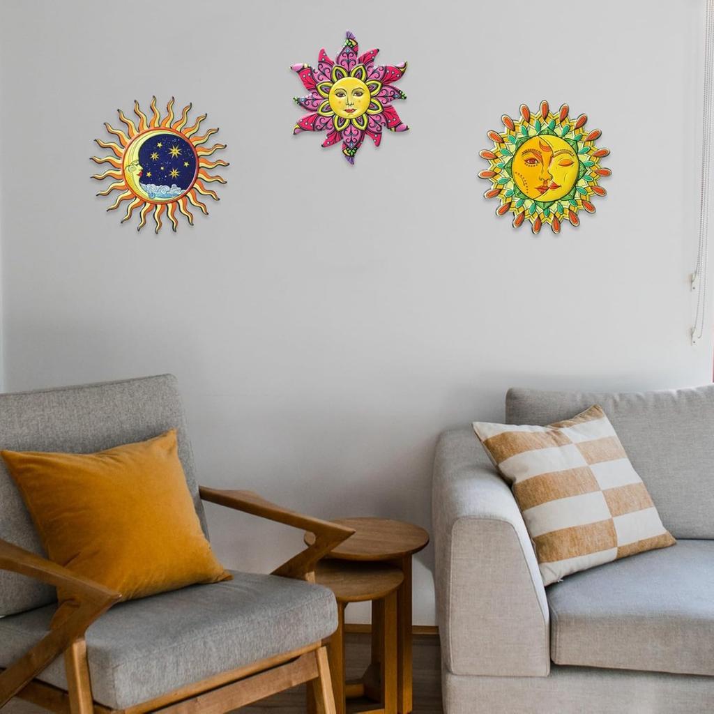 Sun Wall Art Metal Sun Wall Decor Outdoor Hanging Decoration Home Garden Living Room Bedroom Farmhouse Yard Patio Fence Decor