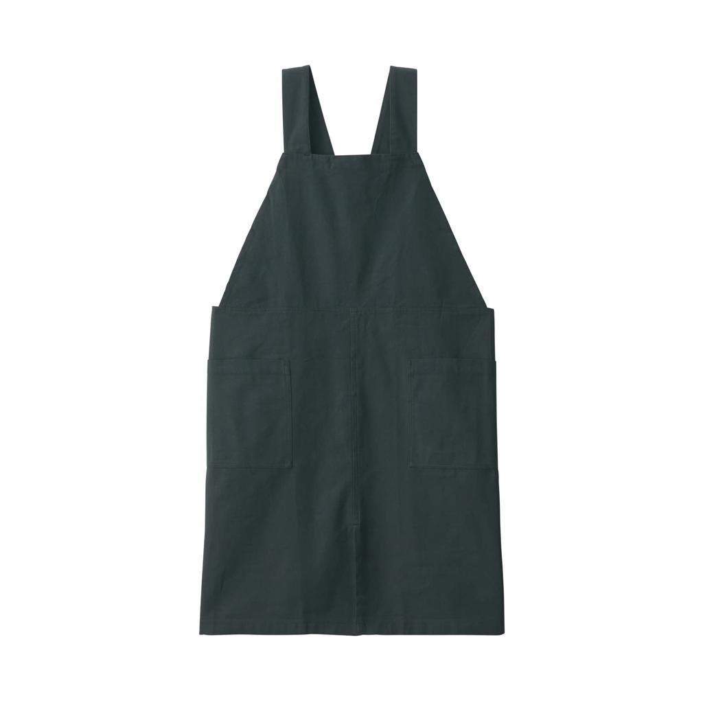 MUJI Хлопок Однотонный Твил Рабочий Темный 12835783 Фартук, Серый, Размер L-XL, Унисекс,