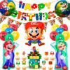 Super Mario Birthday Party Supplies,Mario Party Decorations Set Includes Super Mario Bros Balloons, Banners,Cake Toppers,for Kids Birthday