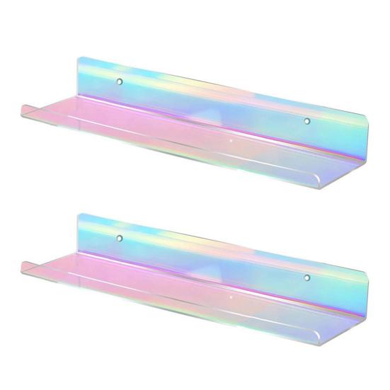 2 шт. акриловые плавающие полки настенные стеллажи для показа прочные несущие настенные полки радужного цвета органайзер
