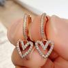 Sterling Heart Earrings for Women Full Dazzling CZ Love Dangle Earrings New Trendy Jewelry