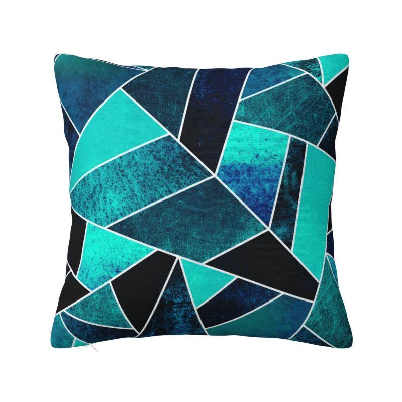 Colorful Mountains With Geometric Shapes Cushion Cover x cm Polyester Velvet Throw Pillow Case For Sofa Bedding Pillowslip