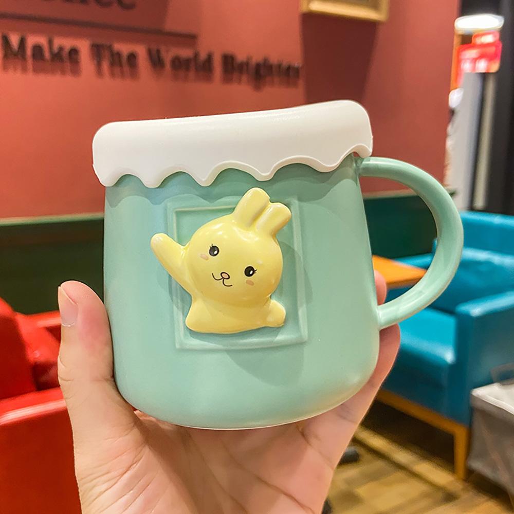 3D объемный рельеф Кружка пара стакан воды милый медведь кролик животное бытовая керамические кружки завтрак молоко детская чашка