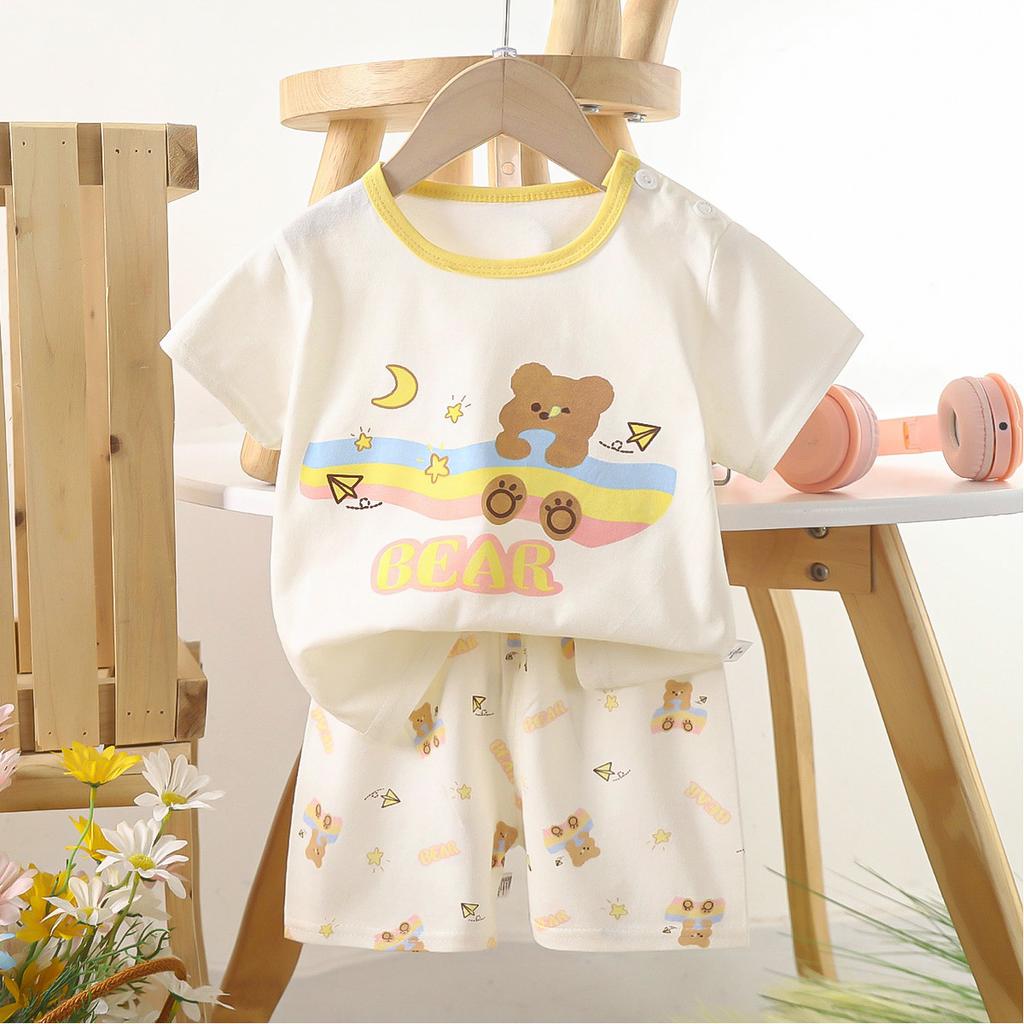 Children's Casual Short-sleeved Summer Cotton T-shirt Set for Boys and Girls